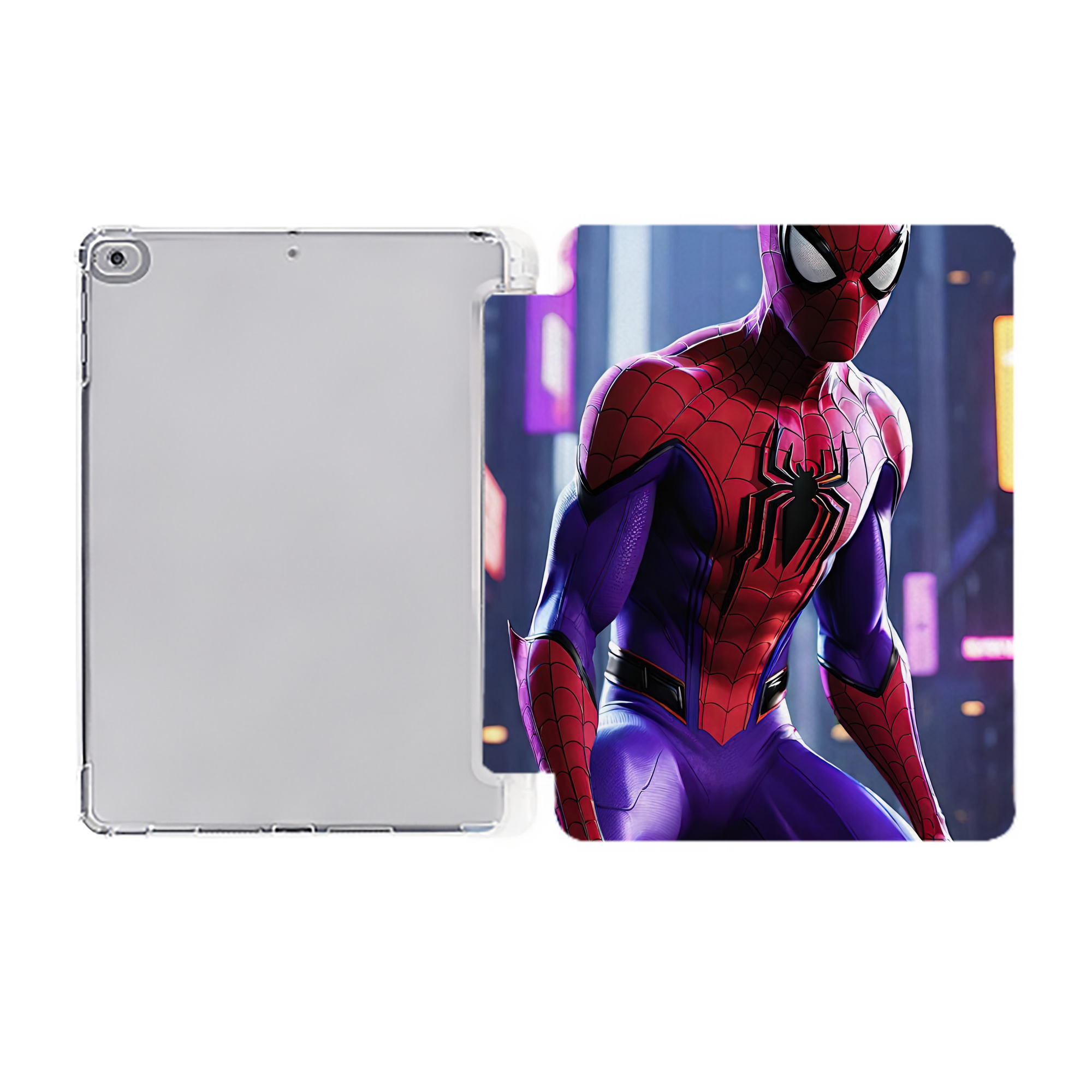 （画像用） Spider Man スパイダーマン IPad ケース ペン収納付き 三つ折りスタンド PUレザー×シリコン 対応機種9.5/10.5/10.9インチ